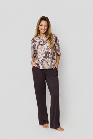 Mefemi Iris women&#39;s cotton and viscose pajamas brown PW72