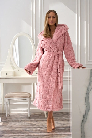 Szlafrok damski długi L&L Valentine pudrowy róż 2554