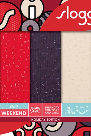Sloggi 24/7 weekend hipster C3P panties, red