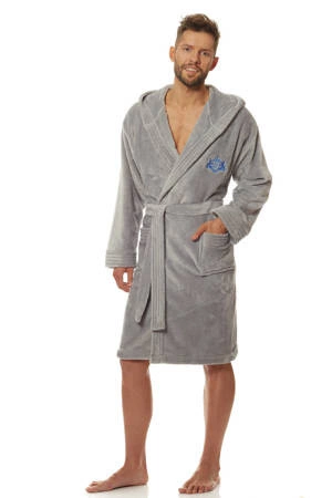 Men&#39;s hooded robe L&amp;L 2110 Costa grey