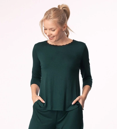 Damen 3/4 Viskosebluse Margot dunkelgrün Mefemi