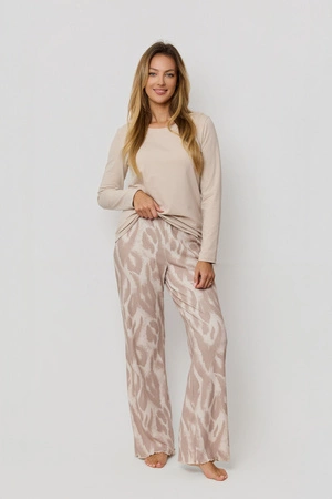 Mefemi Noelia women&#39;s pajamas long beige PW85