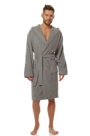 Men's terry cloth bathrobe with hood L&amp;L graphite 2103