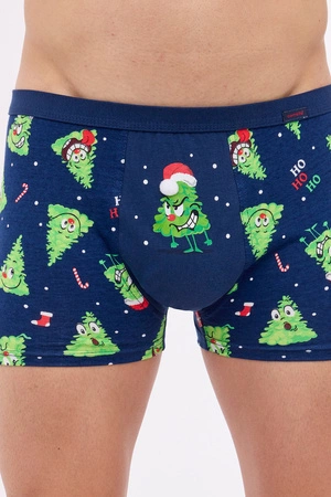 Lustige Weihnachts-Boxershorts Cornette Weihnachtsbäume marineblau 007/73