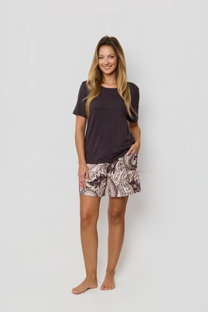 Mefemi Iris women&#39;s viscose and cotton pajamas brown PI82