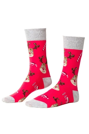 Women's Christmas socks 078 red reindeer More 184