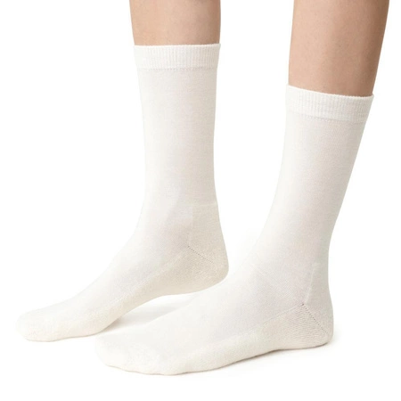 Steven Damen Merinowolle Halbfrottee Socken Creme 130