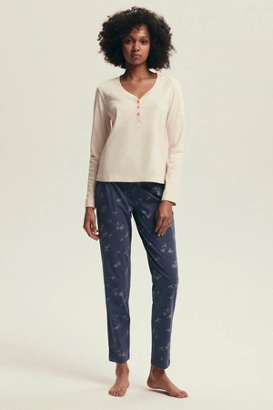 Damen-Baumwollpyjama Henderson ecru 43698