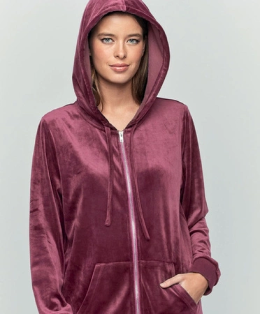 Dres damski welurowy Selmark ciemny róż P11553