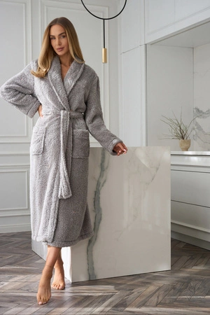 Women's warm long bathrobe L&L gray 2560