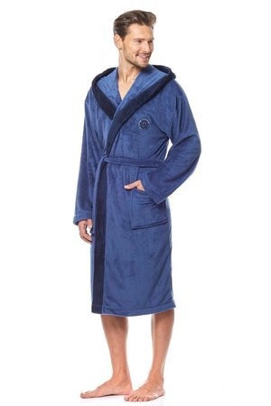 Szlafrok męski z kapturem George L&L navy