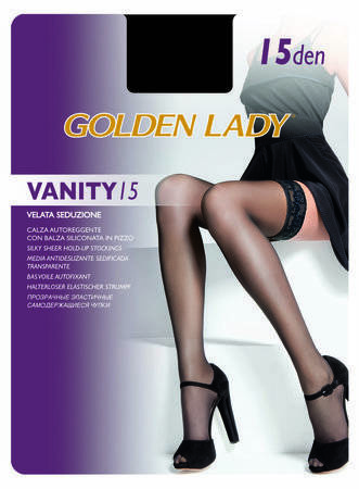 Pończochy samonośne Golden lady czarne Vanity 15den