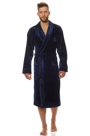 L&L& 2111 Luca men's bathrobe, navy blue