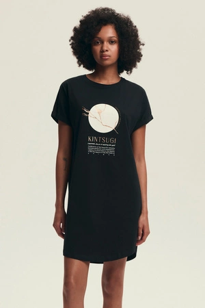 Women&#39;s cotton nightgown Henderson black 43729