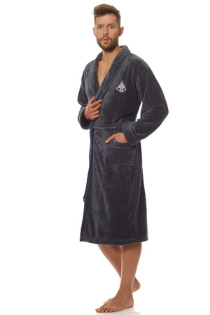 Elegancki szlafrok męski L&L Marine grafitowy 2114