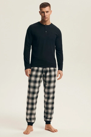 Henderson Noir Herren-Baumwollpyjama Schwarz 43457