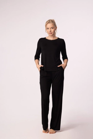 Damen 3/4 Viskosebluse Margot schwarz Mefemi