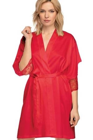 Damen Satin Morgenmantel Nipplex rot Zora