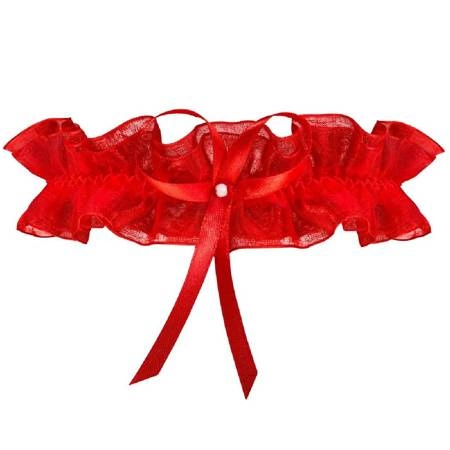 Strumpfband mit Tüll Julimex Monako rot PW-03