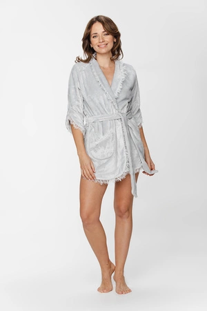 Coemi short women&#39;s bathrobe, gray 241W204