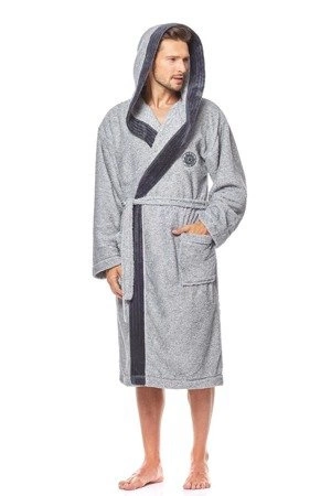 Szlafrok męski z kapturem George L&L szary
