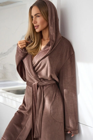 Women&#39;s short bathrobe L&amp;L Luna chocolate 2509