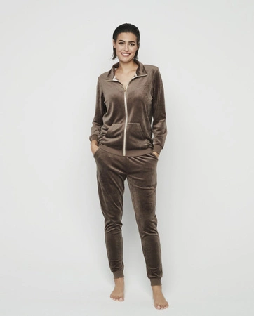 Dres damski welurowy Selmark brązowy P11552