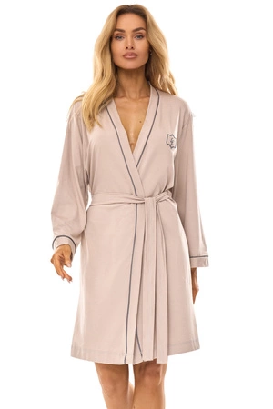Szlafrok damski cienki z wiskozy L&L beżowy 2504
