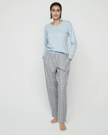 Selmark Damen-Baumwollpyjama blau und grau P11473