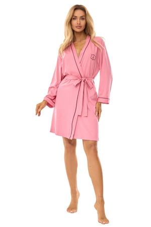 Szlafrok damski cienki z wiskozy L&L różowy 2504