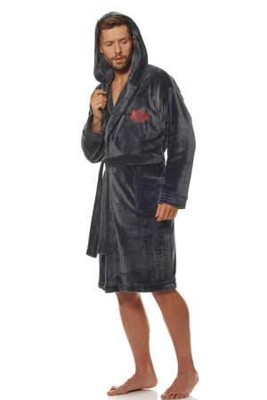 L&amp;L 2110 Costa graphite men's robe with a hood